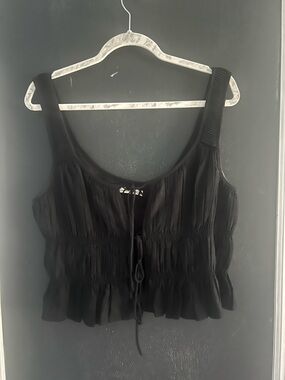 Abercrombie & Fitch Black Smocked Peplum Tank Top